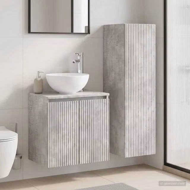 Set di mobili per il bagno 2 pz Grigio Cemento 3406116