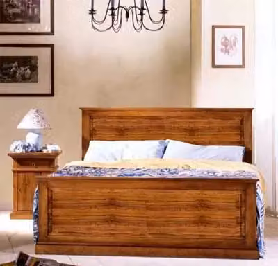 Letto matrimoniale classico in legno di pino color noce Mobili 2G L/P/H: 173 x 110 x 209 cm – 3
