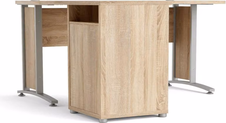 Scrivania angolare Prima con piedistallo 160 x 150 cm struttura in rovere