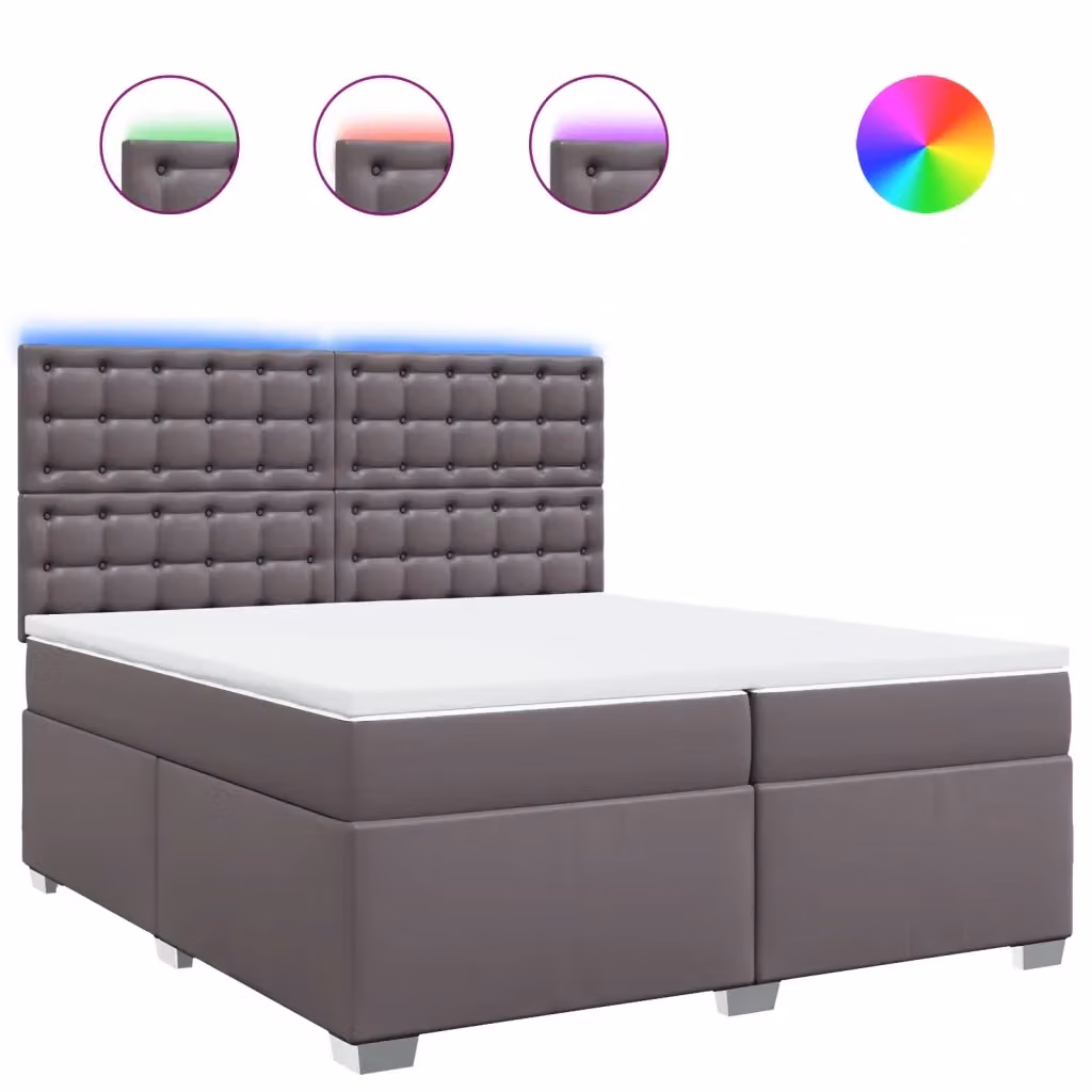 Letto Ibrido vidaXL con Materasso a Molle Insacchettate e Imbottitura in Similpelle Grigia e Bianca L/P: 200 x 200 cm – 2