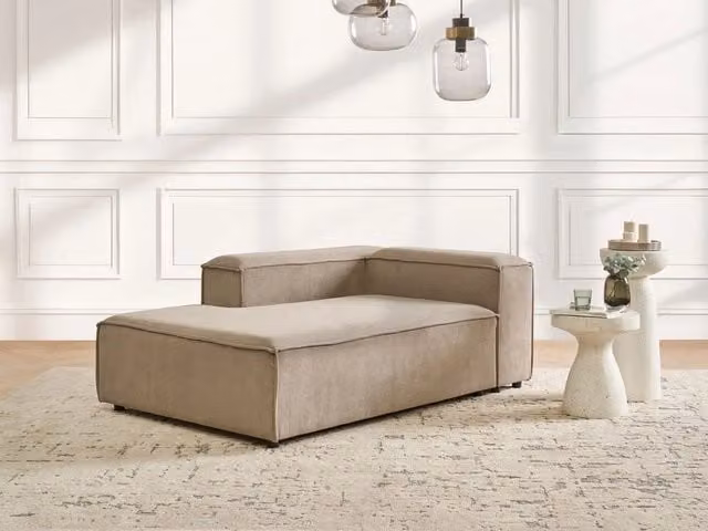 Chaise longue BELIANI in velluto beige con lato destro per soggiorno moderno L/P/H: 180 x 119 x 68 cm