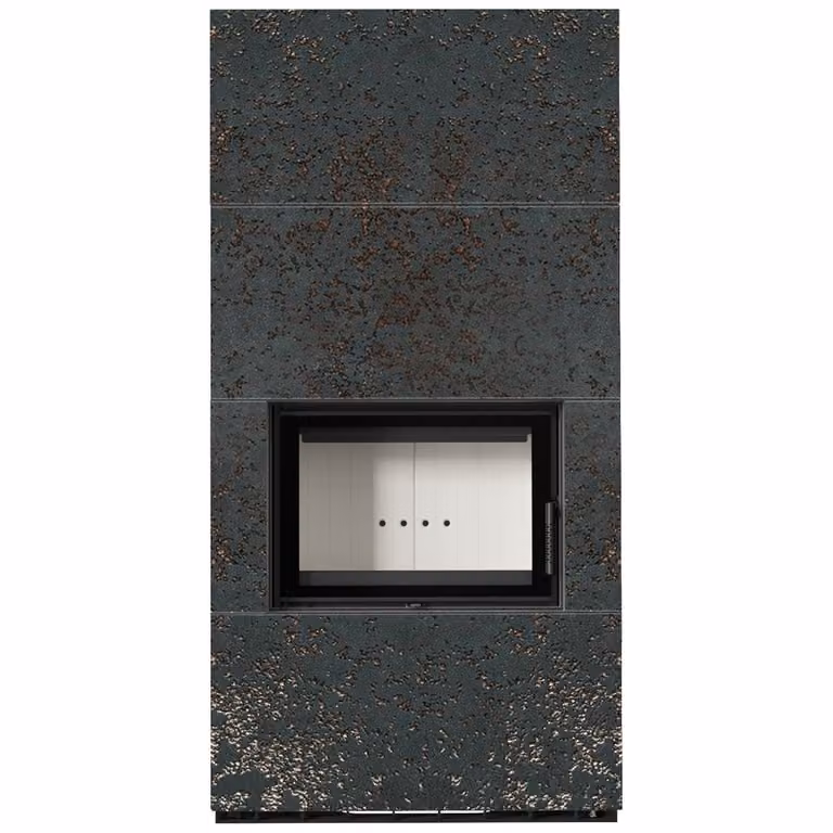 KRATKI FLOKI BOX 8 kW Ø 160 sinterizzato al quarzo OXIDE NERO kit camino