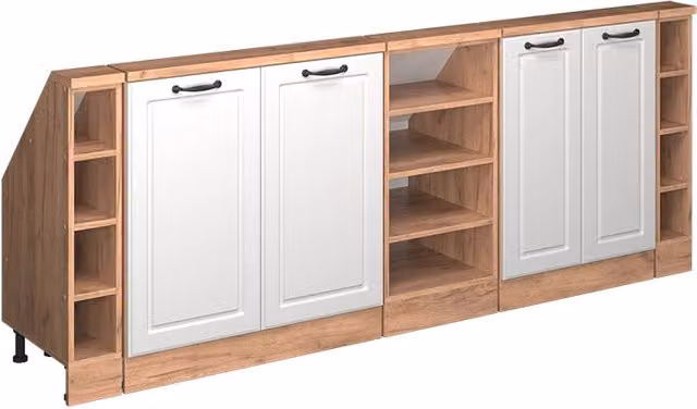 Set di mobili sottotetto Rion Bianco rustico/Rovere dorato Set di 5 Vicco