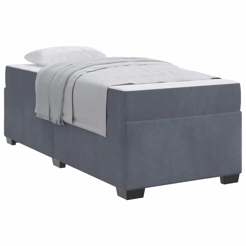 Struttura del letto moderna vidaXL in tessuto grigio con legno ingegnerizzato L/P: 90 x 190 cm – 2