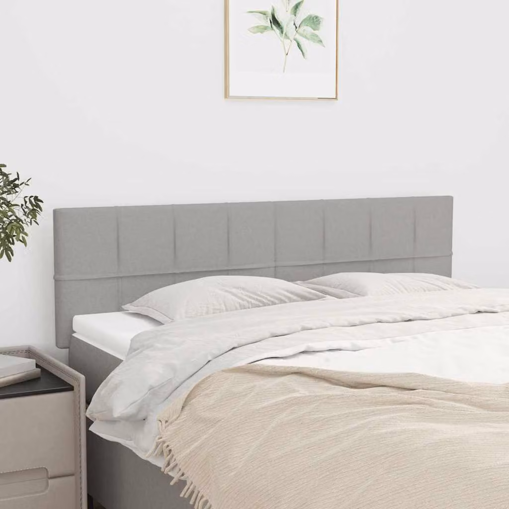 Testiera per letto vidaXL in tessuto grigio chiaro con struttura in legno e pannello imbottito L: 144 cm, P: 5 cm, H: 78-88 cm