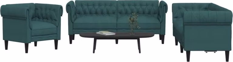 Maison Exclusive - Set divano 3 pezzi in tessuto verde scuro