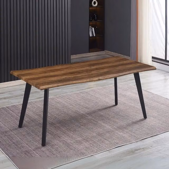 Tavolo fisso Regatta con piano effetto noce e gambe in metallo nero 180x90x76H