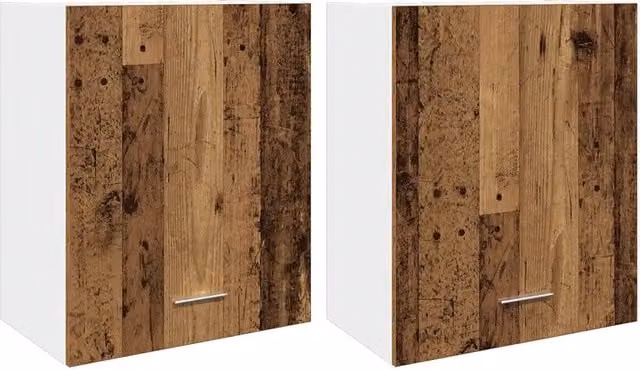 Set di 2 armadietti pensili design a parete cucina 50 x 31 x 60 cm in legno ingegnerizzato legno antico 02_0050759