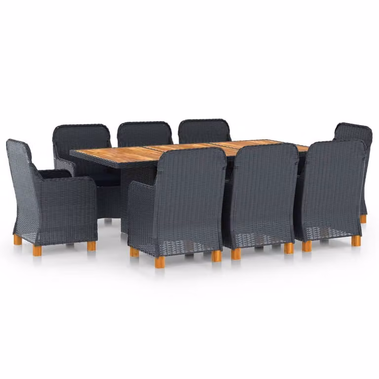 set da pranzo da giardino 7 pezzi con cuscini in poly rattan grigio chiaro