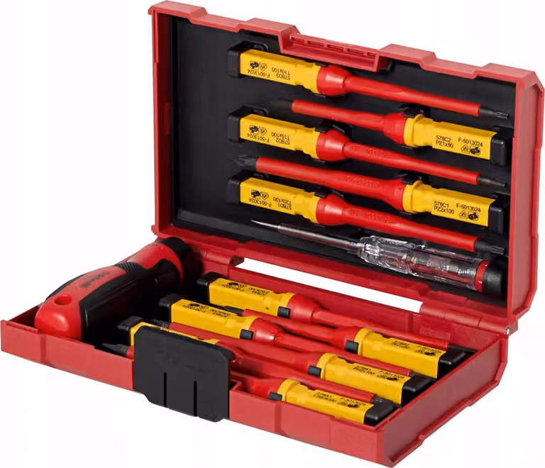 Set di cacciaviti isolati VDE, Smidth, per elettricisti, 1000V, 13 pezzi. Set professionale per elettricisti, ideale per l'officina, il fai-da-te e i meccanici