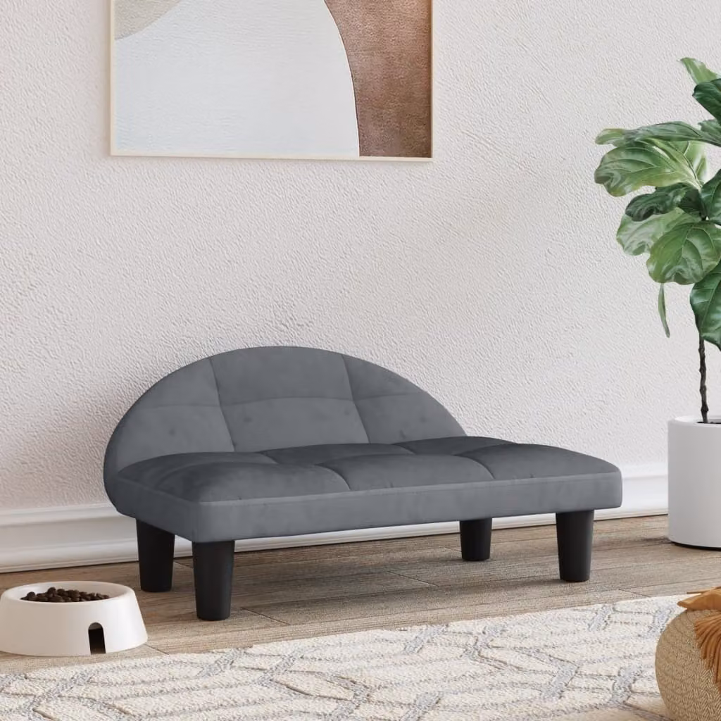 Letto per cani The Living Store in velluto grigio scuro 70x52x30 cm