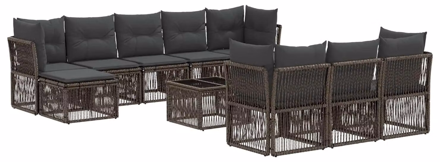 Set Divano da Giardino 11 pcs Grigio polyrattan
