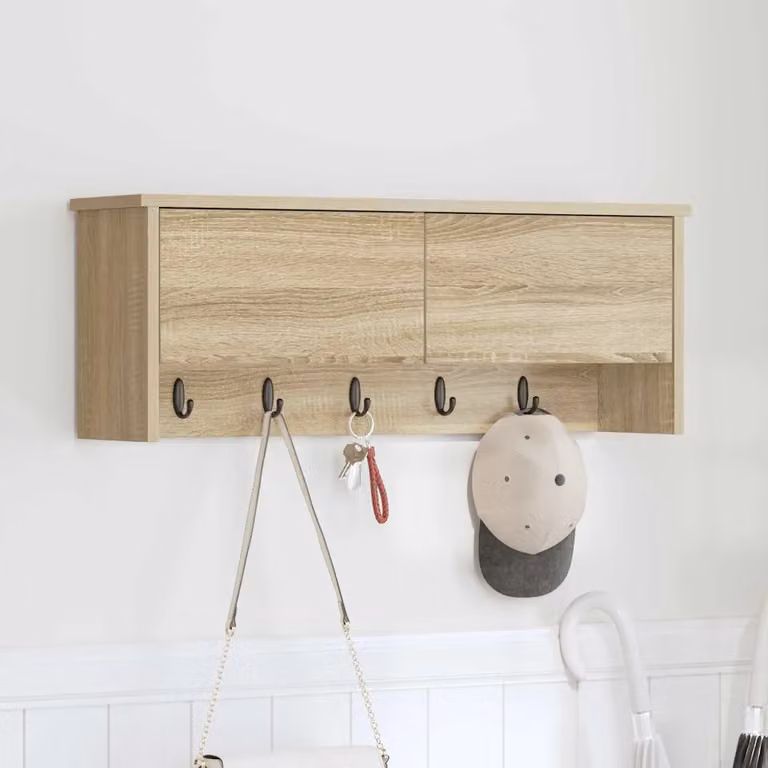 Appendiabiti a muro vidaXL moderno in MDF color beige e marrone L: 80 cm, P: 20 cm, H: 30 cm