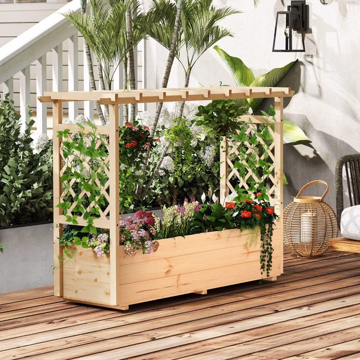 Fioriera rialzata in legno Costway per orto e giardino ornamentale, colore marrone