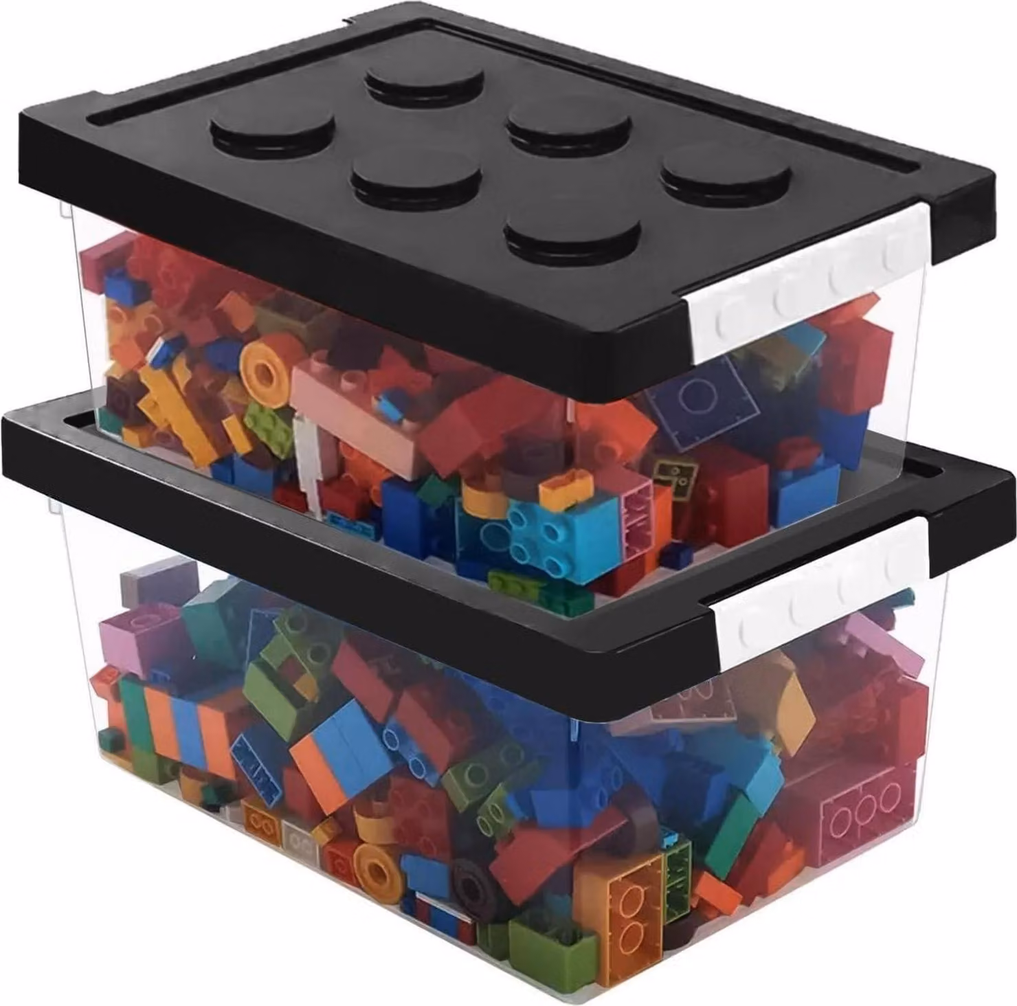 Greentainer scatola di immagazzinaggio giocattolo set di 2 plastica impilabile per la stanza dei bambini