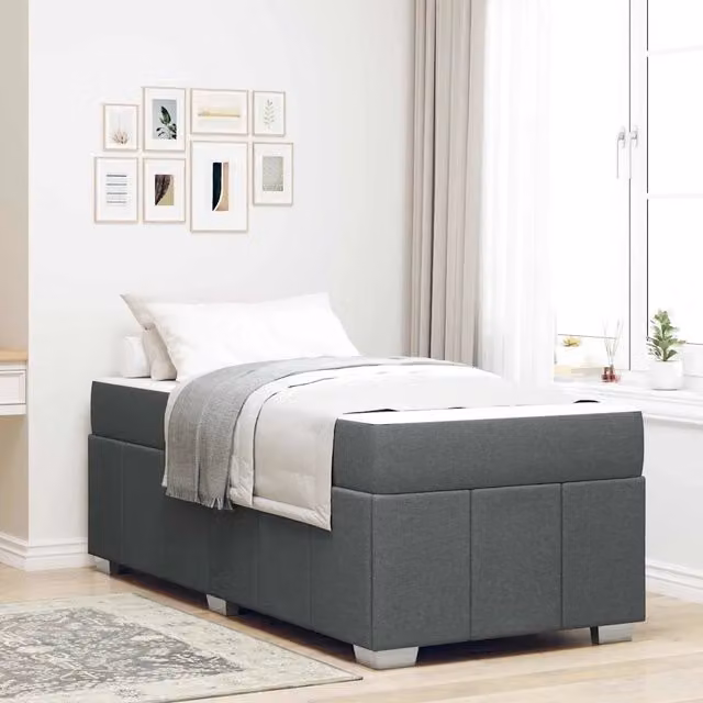 Struttura del letto-Giroletto Grigio scuro 90 x 190 cm Tessuto 371167