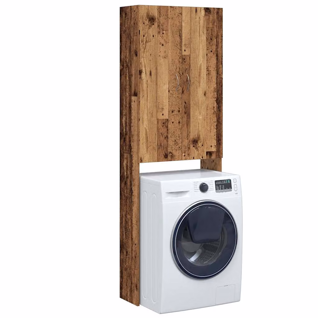 Mobile per lavatrice vidaXL in legno color marrone rustico L 64 cm, P 25,5 cm, H 190 cm