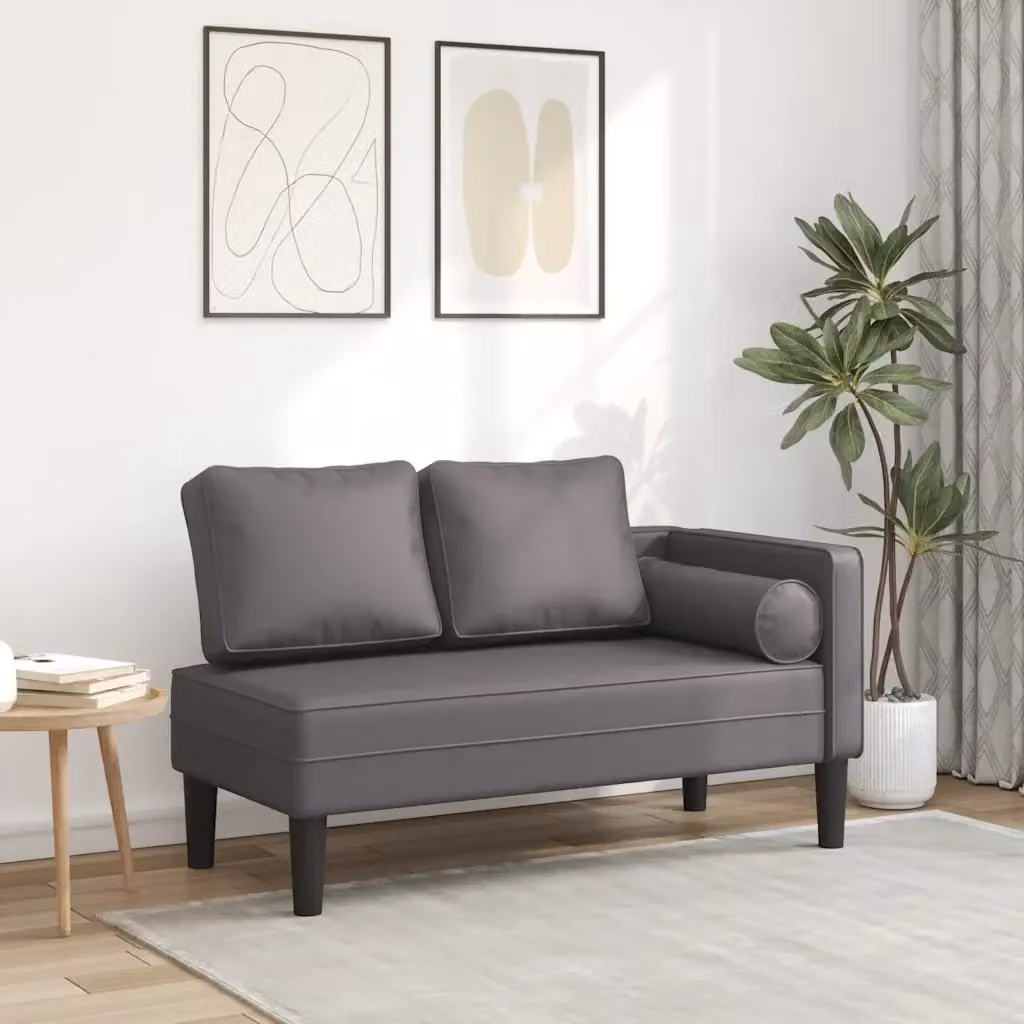 Sdraio moderna con cuscini in similpelle grigio per giardino e soggiorno – 2