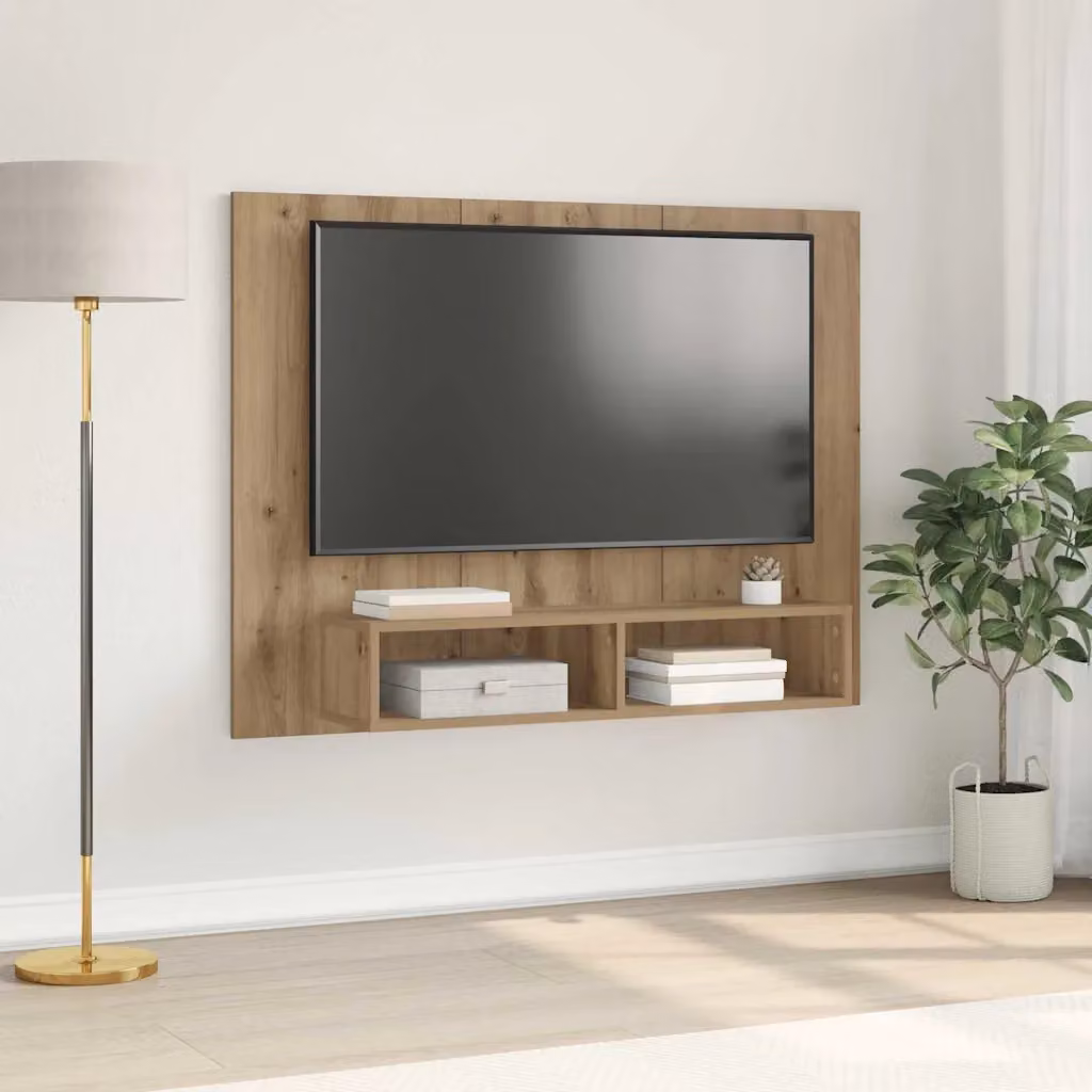 Set mobile TV vidaXL in stile rustico color rovere, L 120 x P 23,5 x H 90 cm
