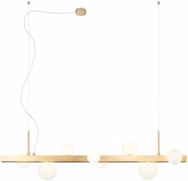 Lampada a sospensione LED Goji di Redo Group in bianco e oro/ottone con vetro e metallo, regolabile e dimmerabile