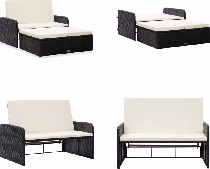 vidaXL set salotto da giardino 2 pezzi con cuscini in poly rattan nero - set da giardino - set da giardino - divano da giardino - divani da giardino