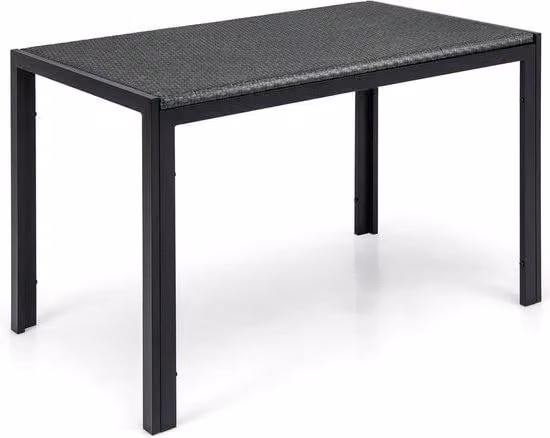 Mobili da giardino in rattan PE, set da pranzo per esterni, tavolo da balcone per 4-6 persone, piano intrecciato con struttura in metallo per terrazza, giardino, balcone, 120 x 71 x 72 cm
