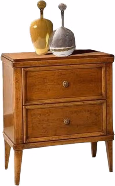 Comodino classico in legno con 2 cassetti Mobili 2G L: 58 cm, P: 38 cm, H: 70 cm