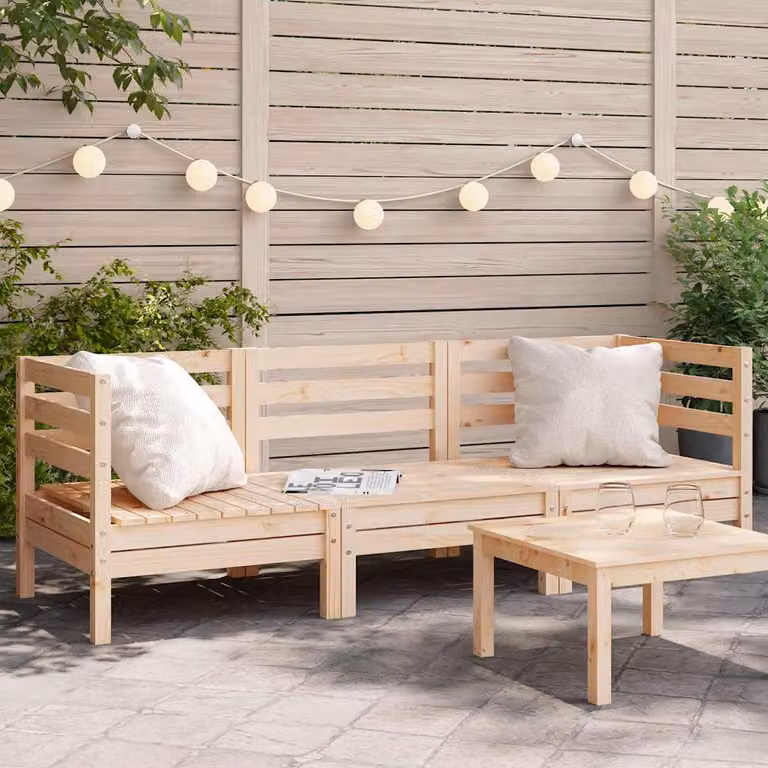 vidaXL Divano da Giardino a 3 Posti in Legno di Pino Marrone con Cuscini