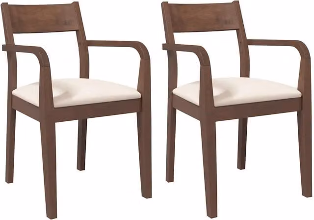 Sedie da Pranzo con Cuscini 2 pz | Sedie da cucina Marrone Legno Massello di Hevea