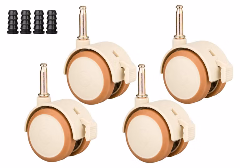 Set di 4 ruote girevoli - Ruote girevoli con freno - Doppie ruote - Antiscivolo - Robuste - Diametro ruota 47 mm - Ruote per mobili