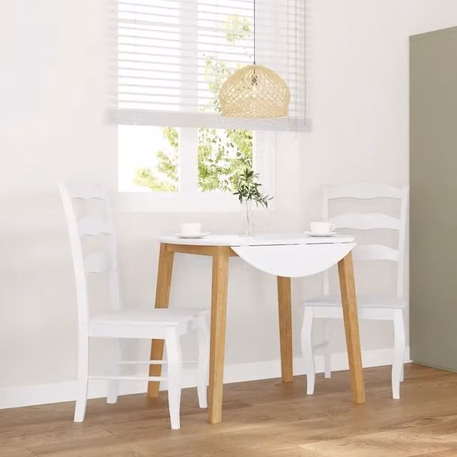 Set di 2 sedie da pranzo bianche in legno di Hevea in stile scandinavo vidaXL