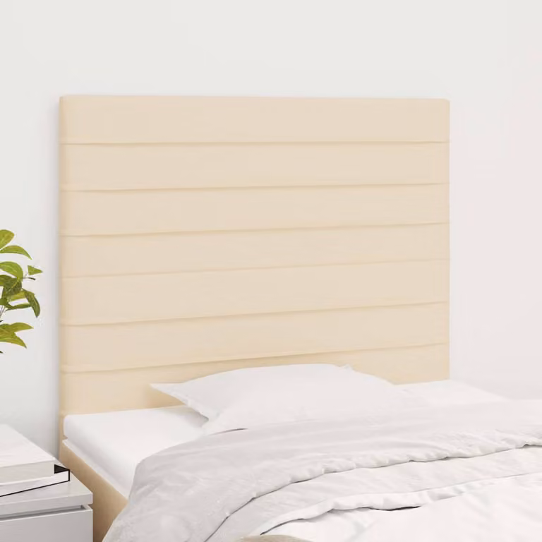 Testiera per letto imbottita vidaXL in tessuto beige con struttura in legno L: 80 cm, P: 5 cm, H: 118-128 cm