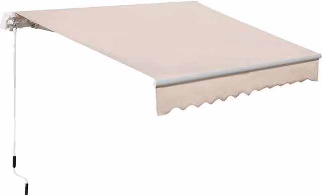 Tenda da sole a manovella con copertura impermeabile in poliestere e struttura in alluminio, colore beige, L: 300 cm, P: 250 cm