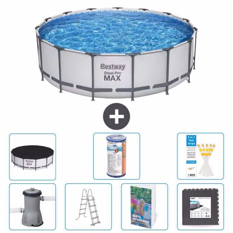 Piscina gonfiabile Bestway Steel Pro MAX, rotonda, 488x122 cm, composta da 6 parti, modello S563