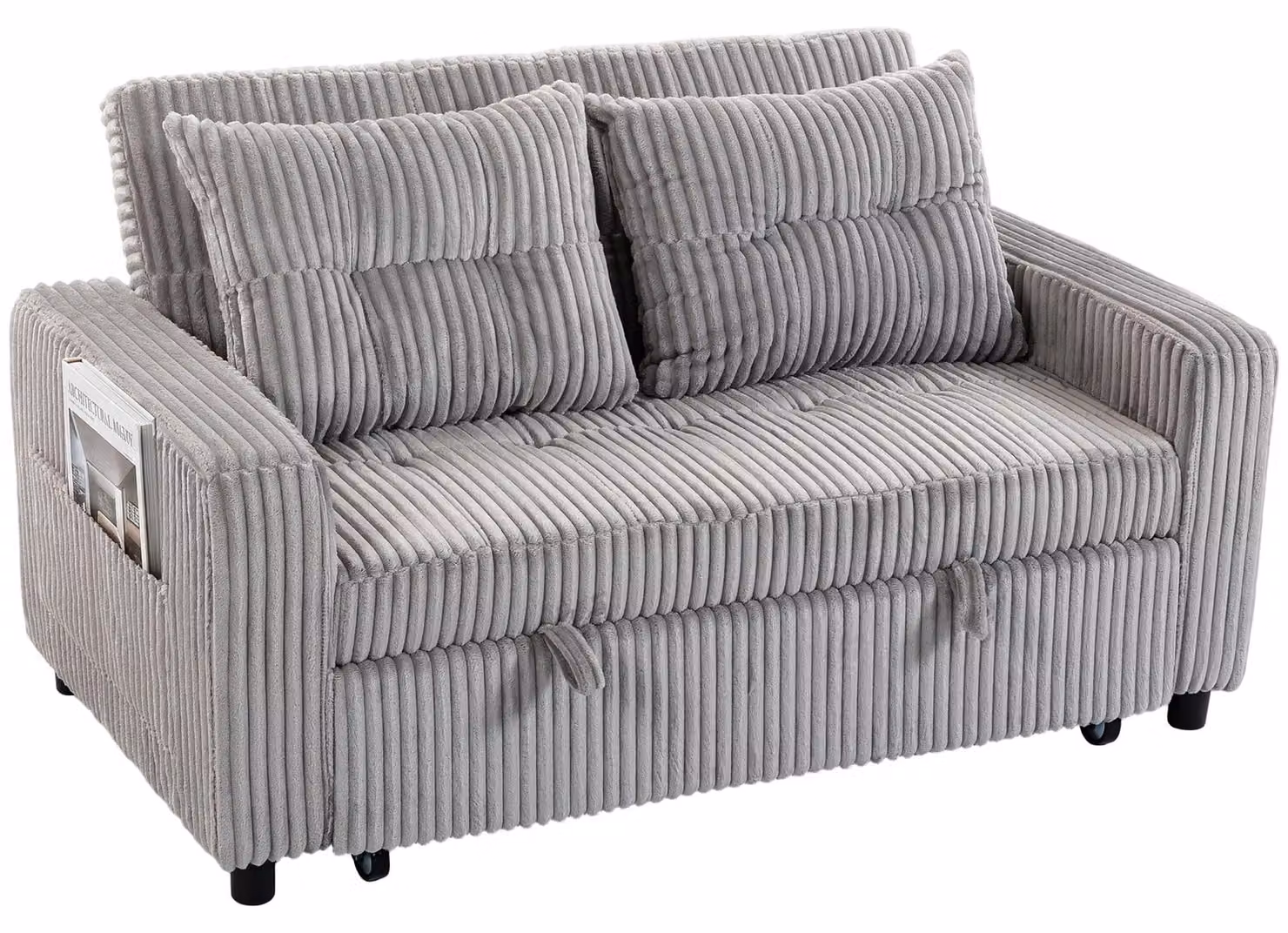 Divano letto HOMCOM, divano 2 posti, 157x190 cm, con schienale regolabile, color grigio chiaro