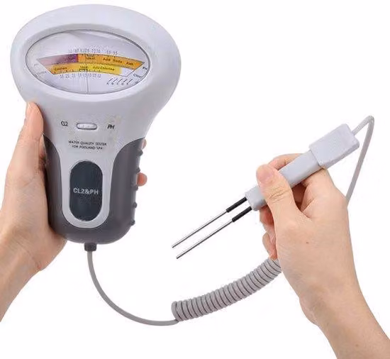 Dispositivo per il controllo della qualità dell'acqua - Misuratore 2-in-1 per il pH e il livello di cloro - Analizzatore per piscine - Misuratore di pH