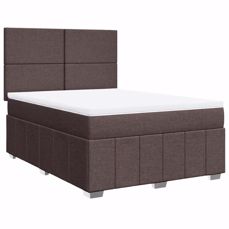Letto a molle con materasso marrone scuro 160x200 cm in tessuto