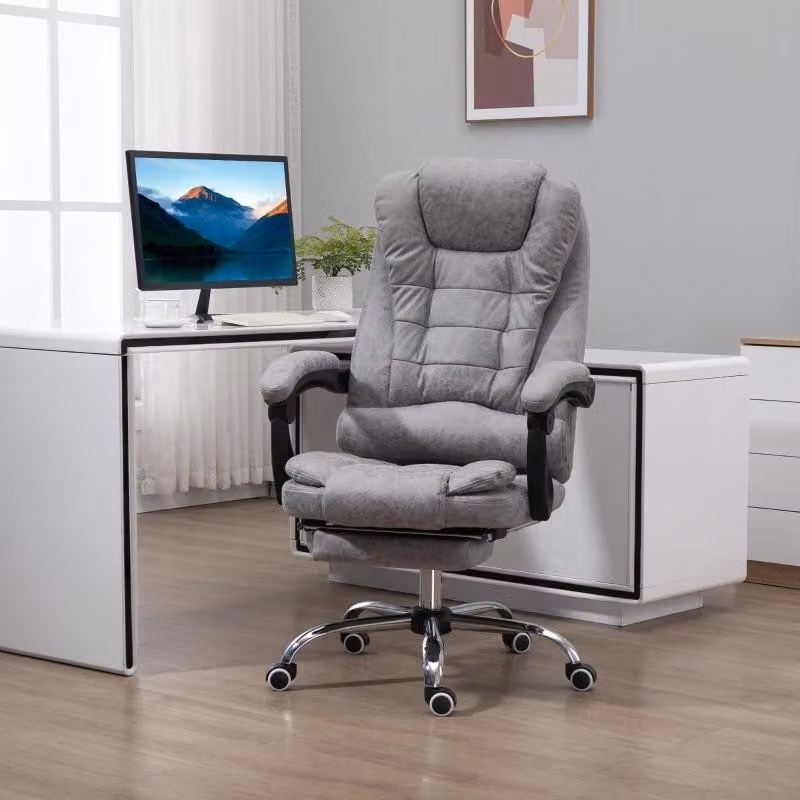 sedia da ufficio okwish Sedia da ufficio ergonomica Sedia relax con sei punti di massaggio vibrante, sedia da scrivania con funzione reclinabile e funzione massaggio, grigio