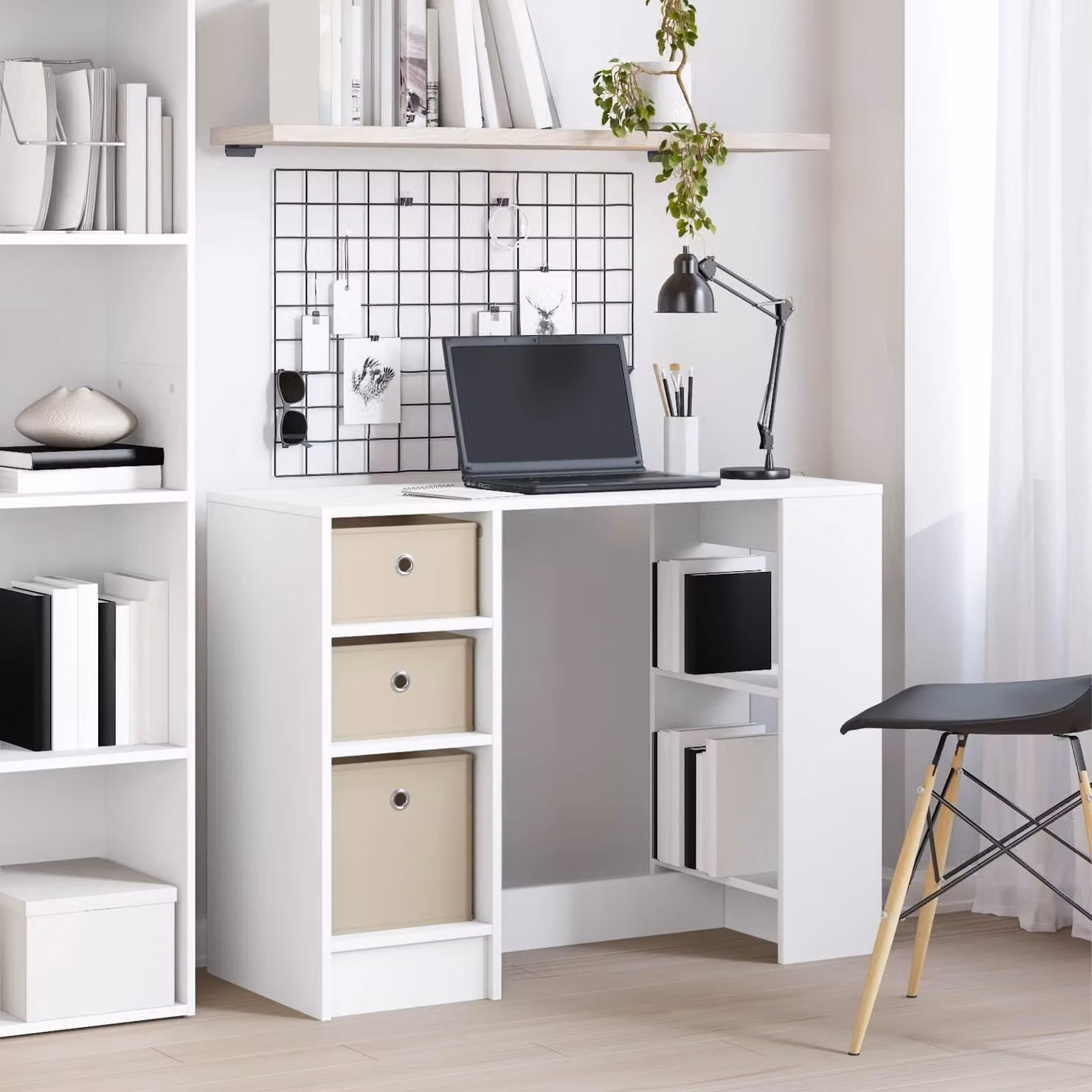 Maison Exclusive - Scrivania bianca, 100 x 40 x 75 cm, realizzata in materiale composito di legno