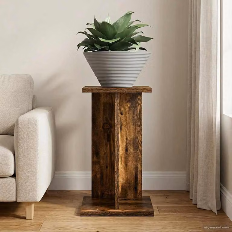 vidaXL Supporto per piante moderno in legno MDF colore marrone L/P/H: 25 x 25,5 x 40,5 cm