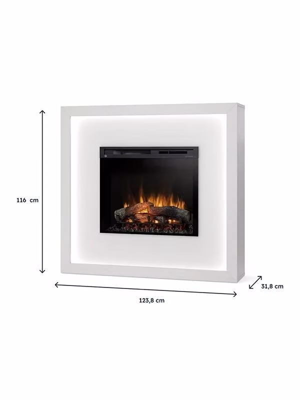 Caminetto Elettrico da Pavimento a Libera Installazione con LED Outinfire Bianco Opaco LITOS 28' – 2