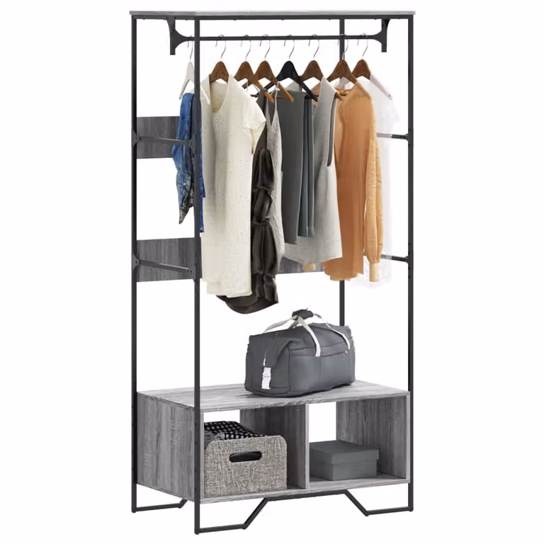 Armadio vidaXL Grigio con appendiabiti per camera da letto L: 90 cm, P: 50 cm, H: 180 cm