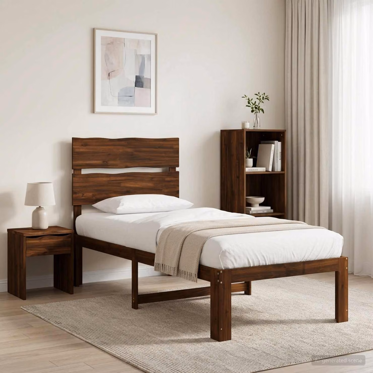 Letto Singolo con Testiera vidaXL ROSTOCK in Legno di Acacia Marrone Scuro L/P/H: 200 x 100 x 115 cm