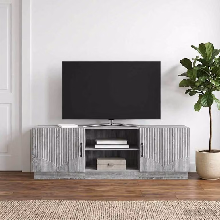 Mobile TV moderno vidaXL in legno ingegnerizzato grigio, L 150 x P 31 x H 47 cm