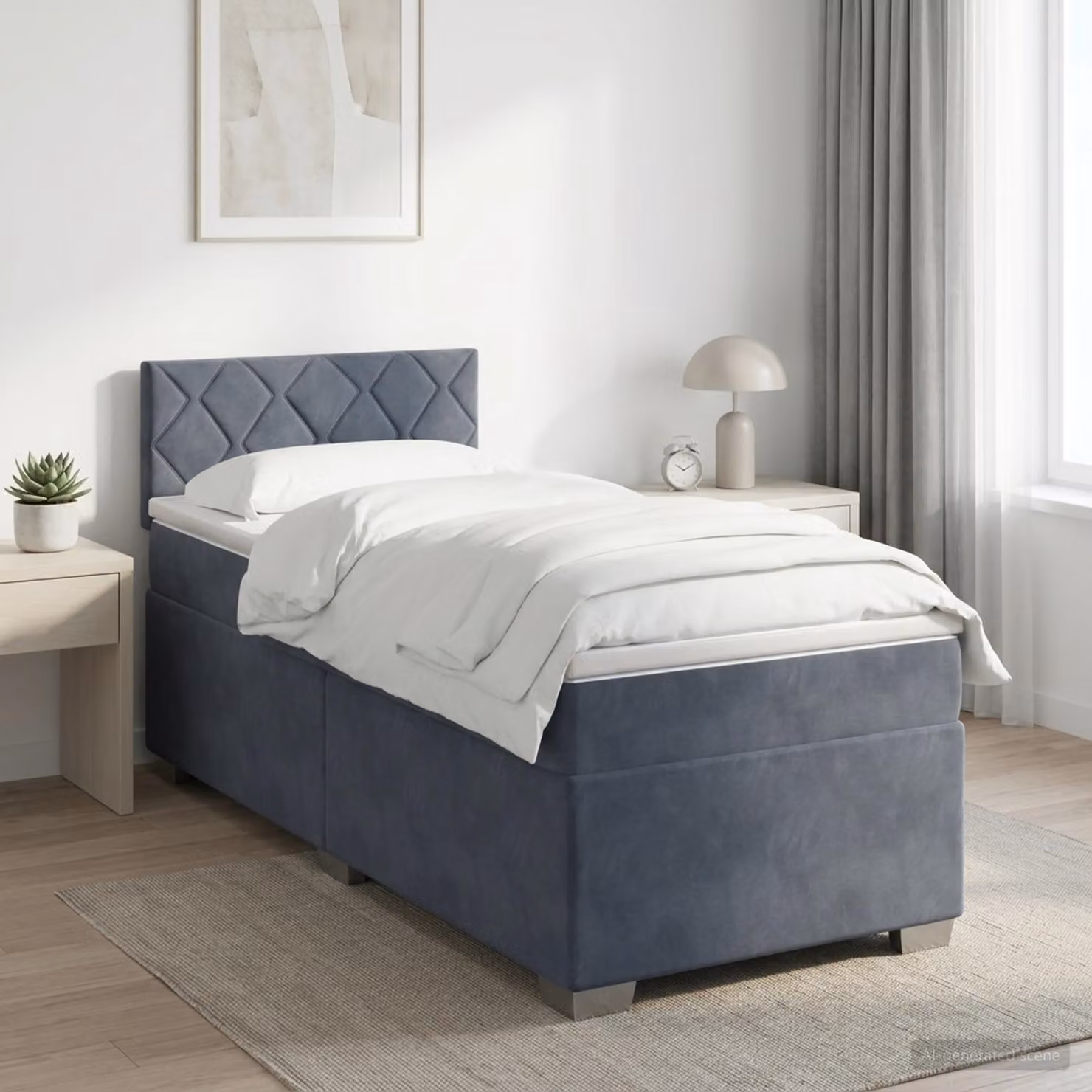 Maison Exclusive - Letto boxspring con materasso grigio scuro 90 x 190 cm velluto
