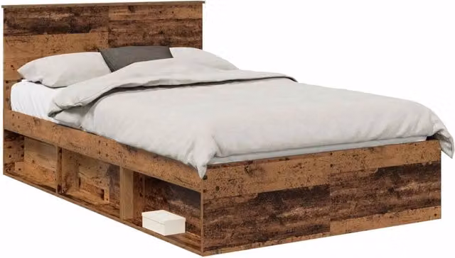 Letto matrimoniale | Letto per adulti | Struttura del letto Legno vecchio 120 x 190 cm Pino massello