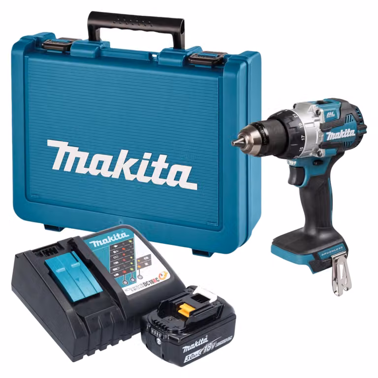 Trapano avvitatore a percussione a batteria Makita DHP 489 RF1E 18 V 73 Nm Brushless + 1 batteria da 3,0 Ah + caricabatterie + valigetta