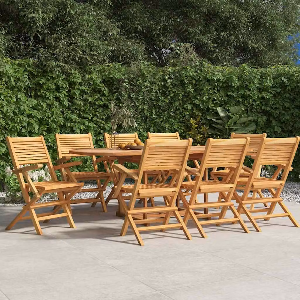 Set di 8 sedie pieghevoli vidaXL in legno di teak marrone con braccioli, L/P/H: 55 x 62 x 90 cm