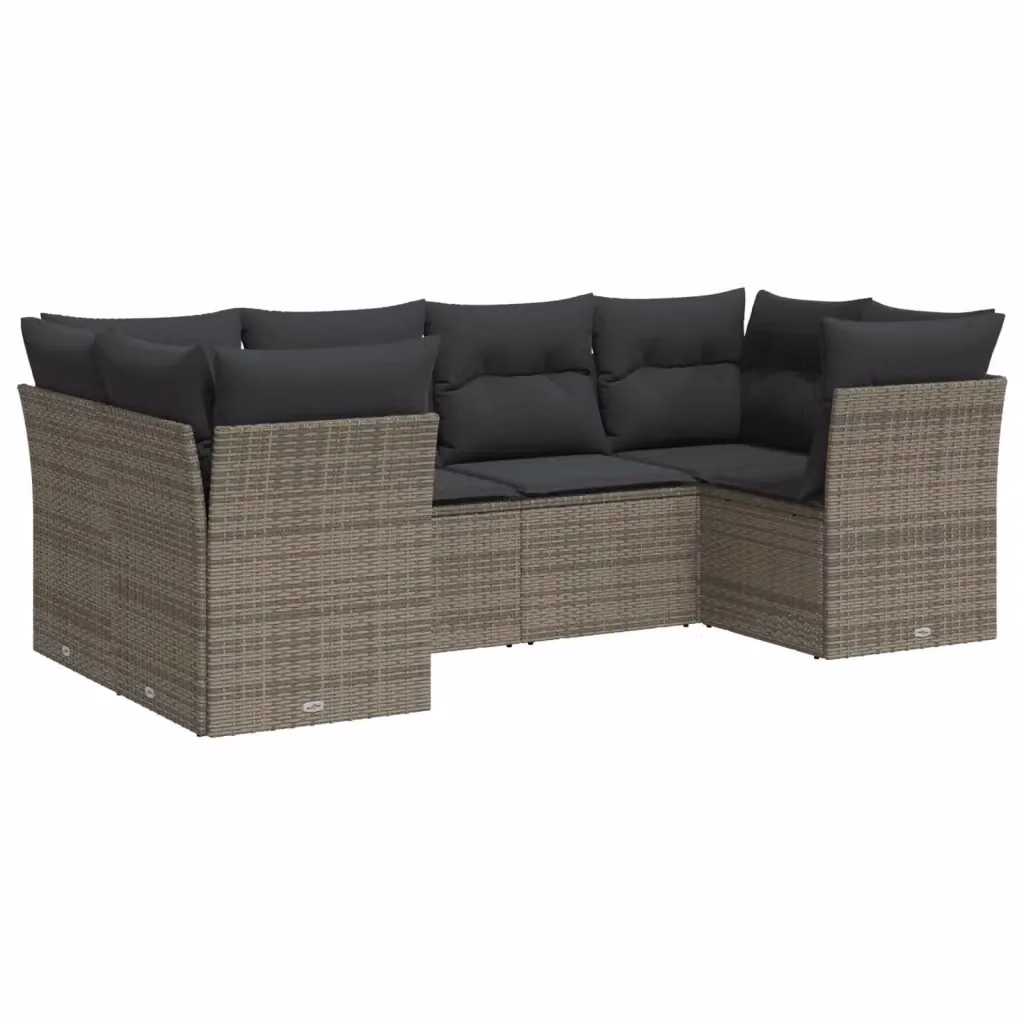 vidaXL Set Divano da Giardino a L 6 pz Grigio con Cuscini e Coperture Rimovibili – 2