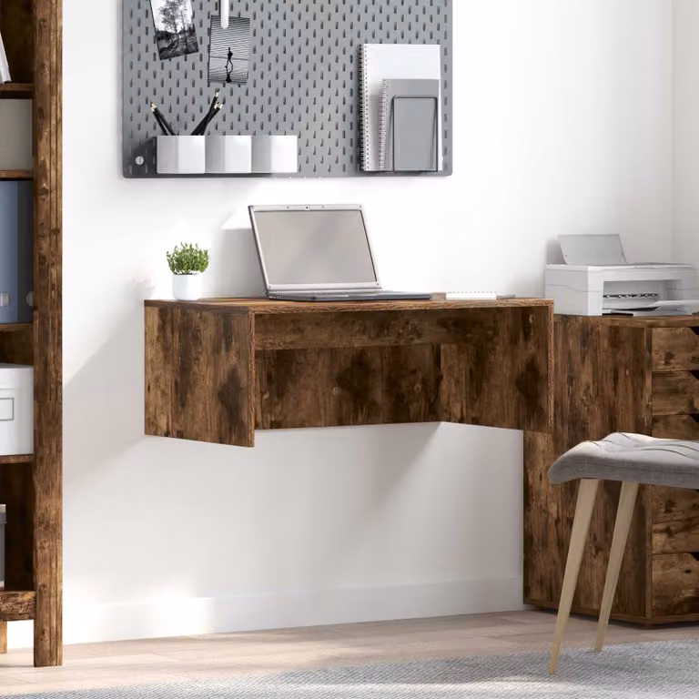 Scrivania a parete sospesa vidaXL in legno Rovere Fumo, L: 80 cm, P: 45 cm, H: 30 cm